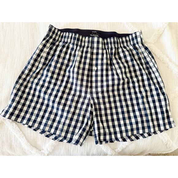 J.Crew | NWOT Patterned boxers in Van Buren Gingham Navy | Sz M - Picture 1 of 6